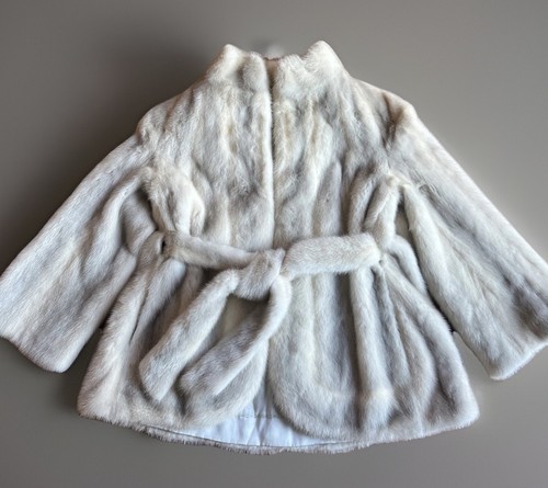 Vintage Siberian Fur Store Grey genuine Mink Fur Luxury Coat Jacket size M