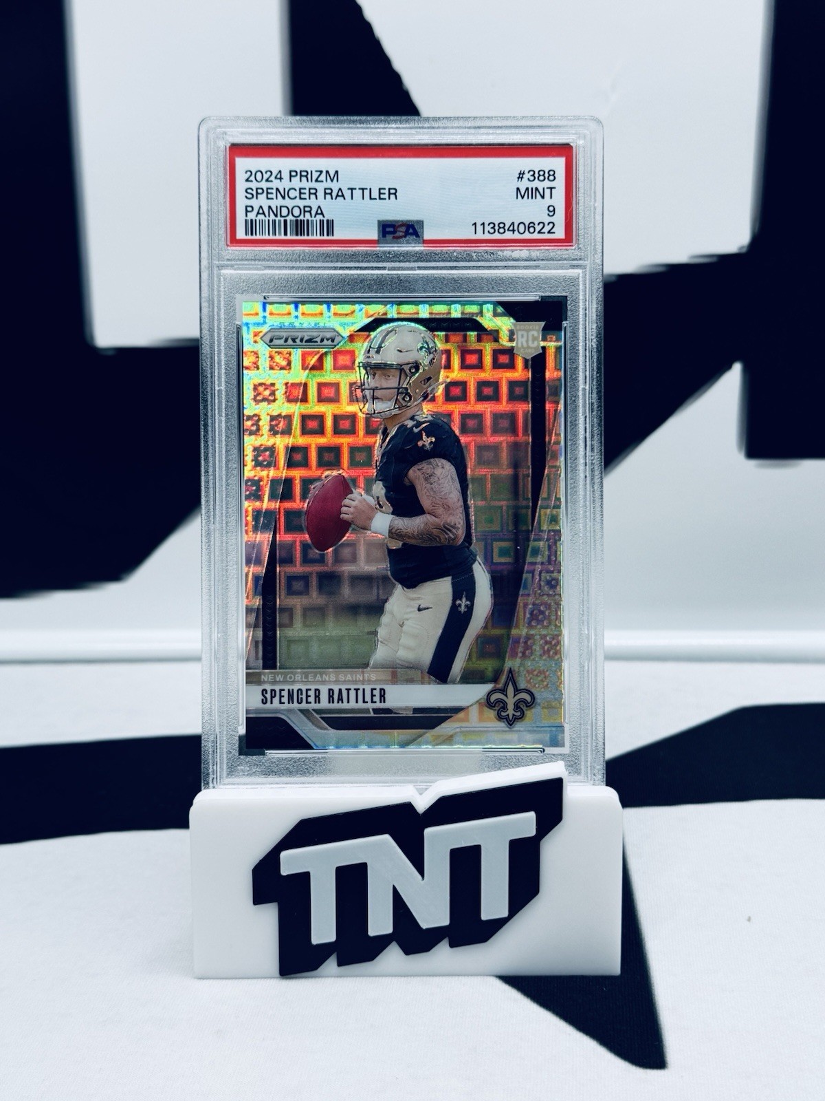 Spencer Rattler 2024 Panini Prizm #388 Rookie Pandora Prizm /400 PSA 9