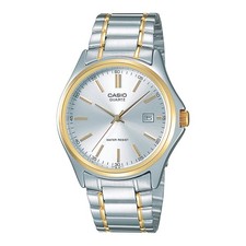 Casio Men s Two Tone Analog Watch Silver Dial Steel Bracelet - MTP-1183G-7A
