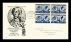 Dr Jim Stamps 3c Arrival of Lafayette Block First Day Cover M Steelcraft Cachet