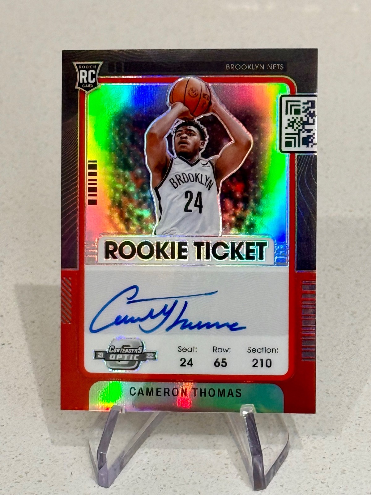 2021-22 Contenders Optic CAMERON THOMAS Red /75 ROOKIE TICKET RC Variation No137