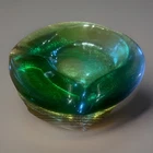 Vintage BLENKO Freeform Dark Green Art Glass  MCM Ash Tray Trinket RARE Beauty