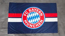Fahne Flagge FC Bayern München Logo Navy Blau mit Hohlsaumen - 100 x 150 cm