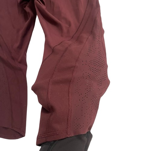 Women's Lululemon Sz 12 Crop Leggings Mesh Burgundy Red High Rise Athleisure - Picture 4 of 8