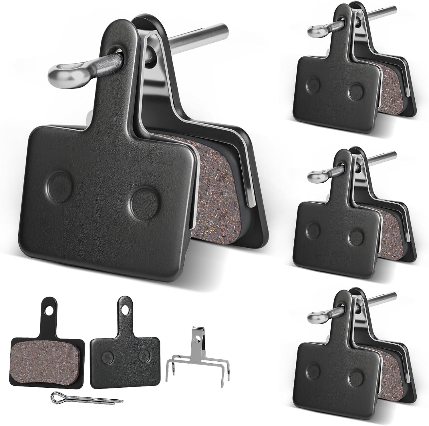4 Pairs Bike Brake Pads, Resin Semi-Metal Bicycle Disc Brake Pads Replacement..