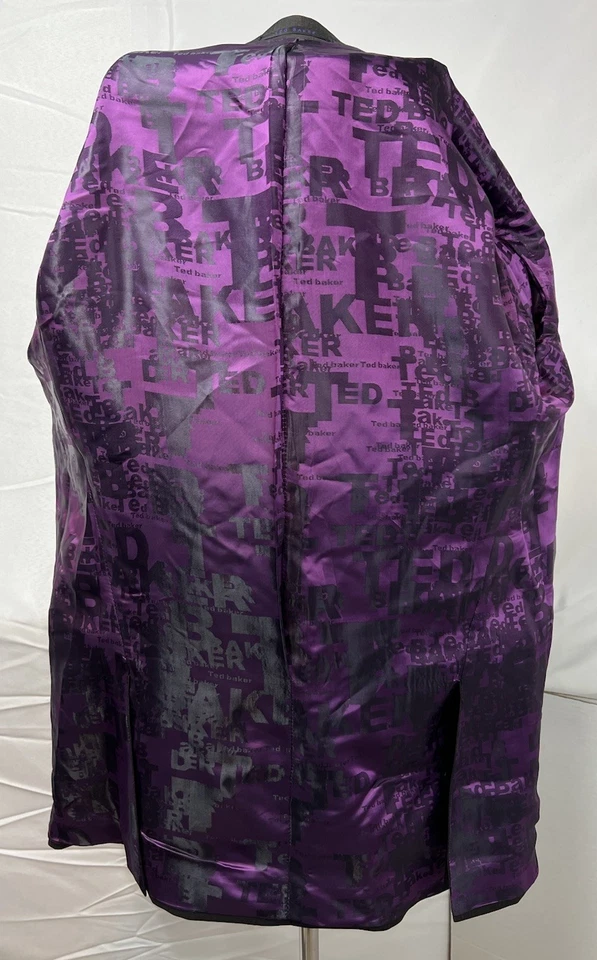 Blazer Traje Chaqueta Ted Baker Para Hombre 42R Marrón Rayas Espiga Botón Único Foto 3 de 4