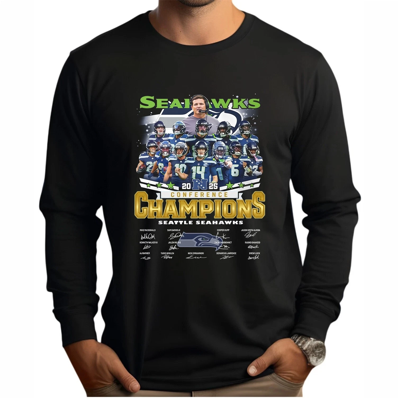 Seattle Seahawks 2025 NFC Championship 2Sided Long Sleeve, Gift For Fans