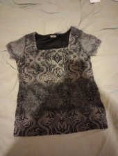 Street Magic Vintage Women's Top Size Large Black and Gray Short Sleeve USA Made