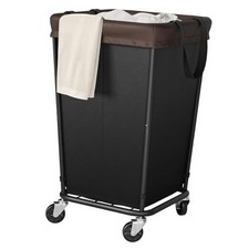 Laundry Basket with Wheels, 2-section Rolling Laundry 160L 2 Section-Black