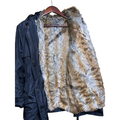 Hooded Faux fur coat w/detachable shell for washing.  Parka/Overcoat WARM Sz 3XL
