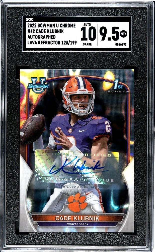 2022 Bowman University Chrome Cade Klubnik SGC 9.5 RC Auto Lava Refractor /199