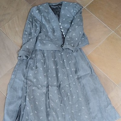 Helene Straßer Couture Damen Trachtenjanker und Rock Leinen grau midi Gr. 44 