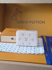 Louis Vuitton M28275 White Green Monogram Embossed Leather Compact Wallet 11cm