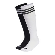 adidas 3 Stripes Knee Socks 2 Pair Pack Unisex White 2 Pairs New