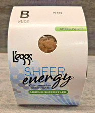 1x Legg's Sheer Energy Sheer Panty Med Support Leg Pantyhose Size B MED Nude