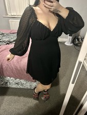 Missguided Plus Dobby Balloon Milkmaid Mini Dress Size 16/18 New