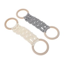 2pcs Kitchen Dish Towel Holders, Crochet and Wood Double Loop Ring