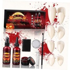 Vampire Teeth Fangs for Adults with Fake Blood Makeup Kit, 4 13 15 17 19mm