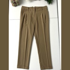 XXI Women  s Tan Pleated Tapered Dress Pants w/ Pockets Twill Size S/P