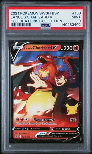 2021 POKEMON SWSH BLACK STAR PROMO CELEBRATIONS COLL LANCE'S CHARIZARD V PSA 9
