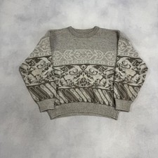 Vintage Knitted Jumper Abstract Patterned Knit Sweater Women's M 12-14 