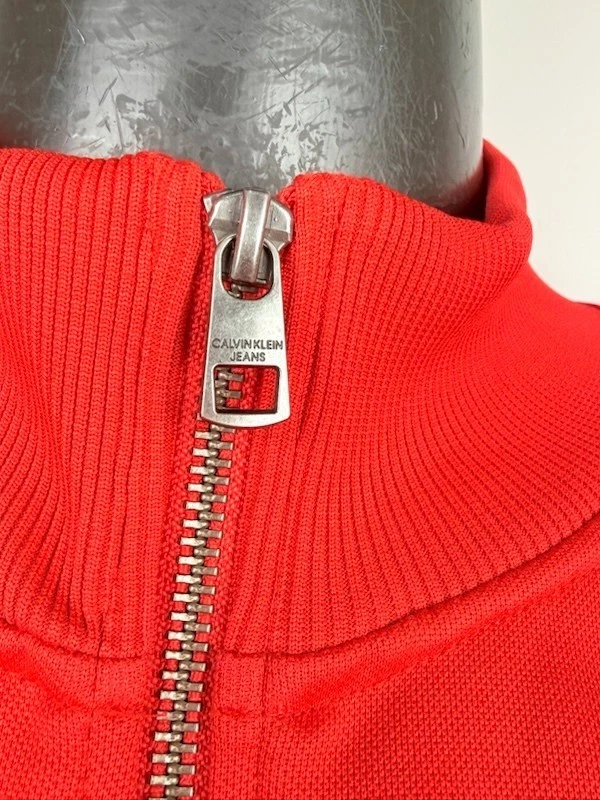 Calvin Klein Jeans sweat-shirt homme L rouge zippé col haut logo décontracté - Photo 4/4