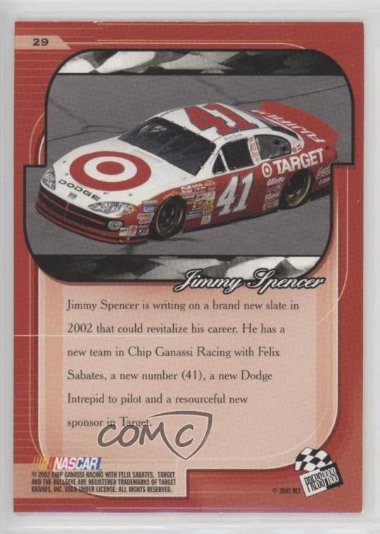 2002 Press Pass Premium Gold Jimmy Spencer #29 0c4