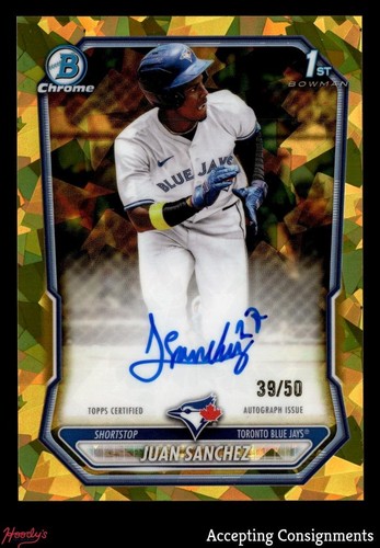 2026 Bowman Chrome Sapphire Gold Refractors Juan Sanchez 1st ROOKIE AUTO 39/50
