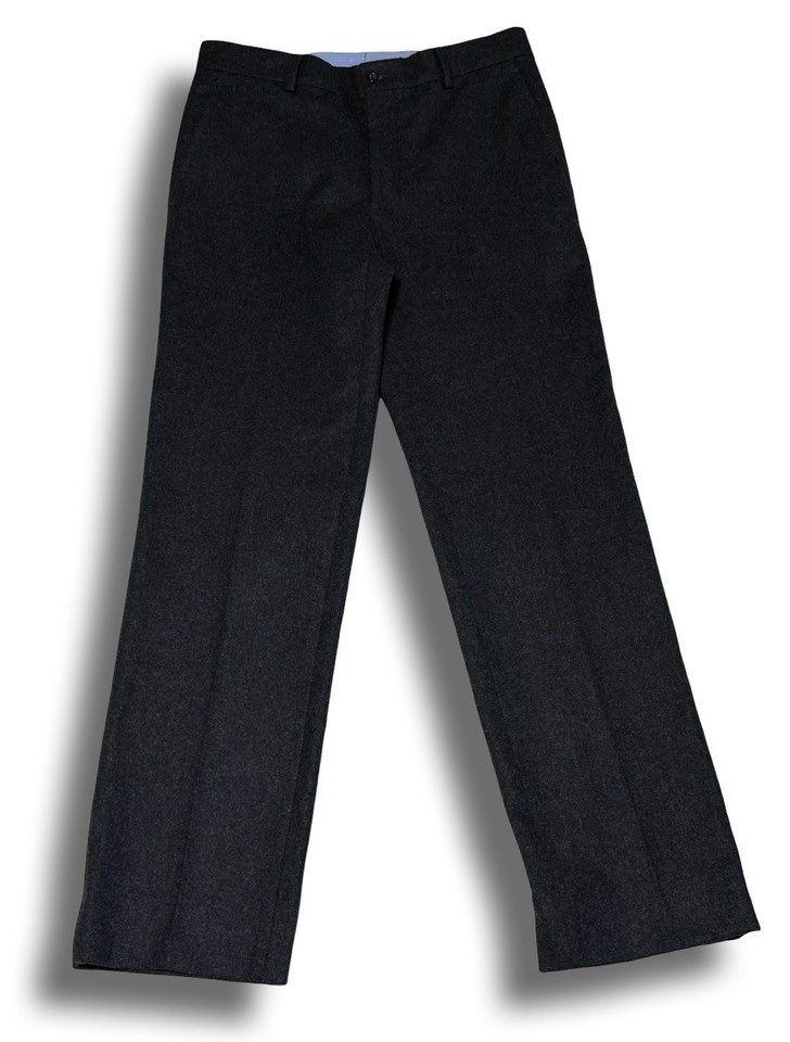 Polo Ralph Lauren Trousers Pants 32x30 Flat Front Charcoal Gray Wool Flannel
