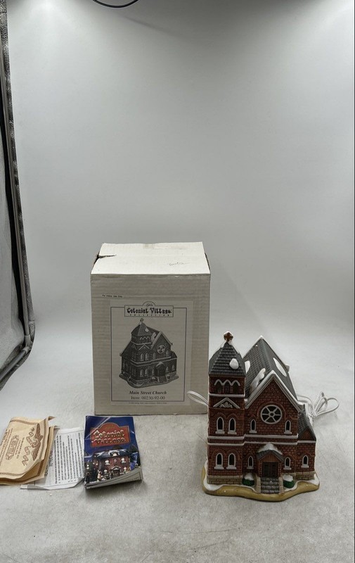 Lefton 1991 Series Main Street Church Lighted Christmas House Colonial Village