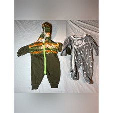 Nike Olive Green and Gray Baby Footed One-Piece Set