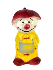 Vintage Piggy Bank Play Pal 1971 Plastics Save For A Rainy Day 11" Clown