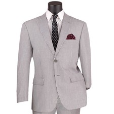 VINCI Men's Black Striped Seersucker 2 Button Modern Fit 2 Piece Suit - NEW