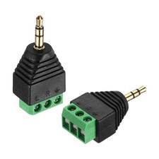 2Pcs 3.5mm TRS Stereo Male to 3 Pin Screw Terminal, Solderless AUX Balun Adapter