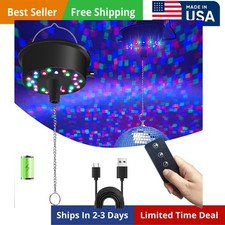 Disco Ball Motor with Lights with Remote, 5 RPM-9 RPM 24 LED Mirror Ball Moto...