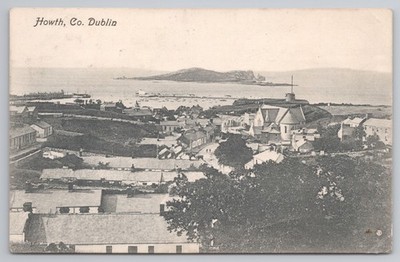 Howth Co. Dublin Panoramablick - Vintage Valentinstag Postkarte gebraucht 1909