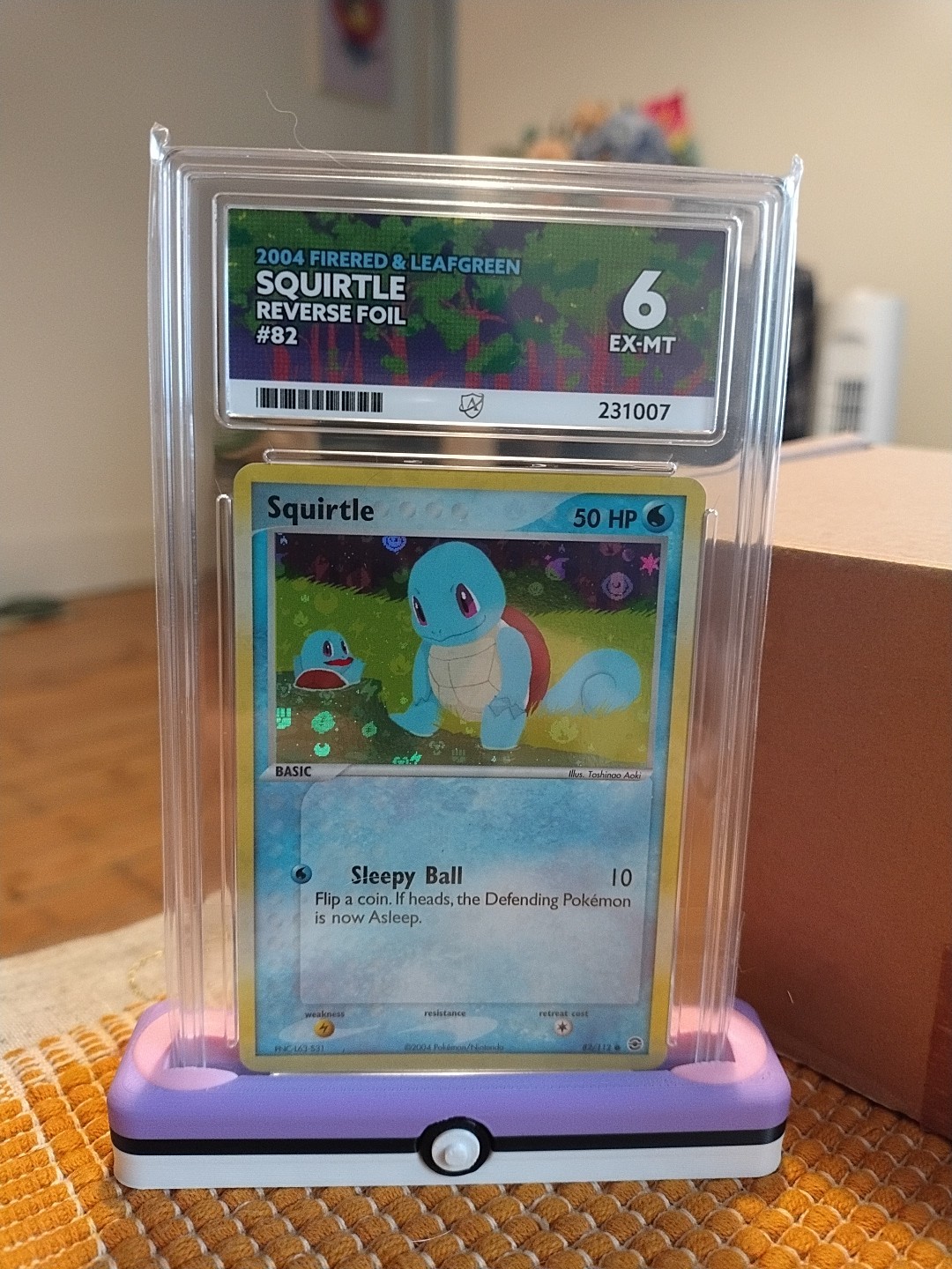 Squirtle #82 Reverse Foil Pokemon Card Fire Red & Leaf Green 2004 NM Ace Grade 6