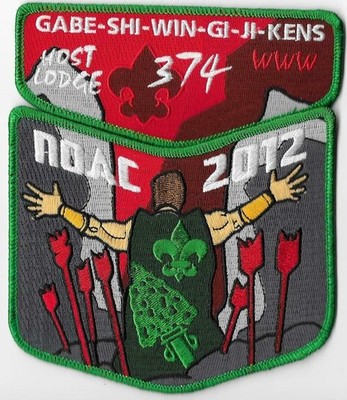 Boy Scout OA 374 Gabe-Shi-Win-Gi-Ji-Kens Lodge 2012 NOAC Flap Set