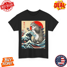 Catzilla Cat Japanese Art Funny Cat Gifts For Men Women Kid T-Shirt Size S-5XL