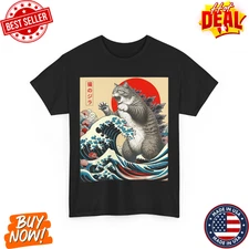 Catzilla Cat Japanese Art Funny Cat Gifts For Men Women Kid T-Shirt Size S-5XL !