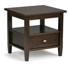 Simpli Home Warm Shaker Wood 20" Transitional End Side Table in Tobacco Brown