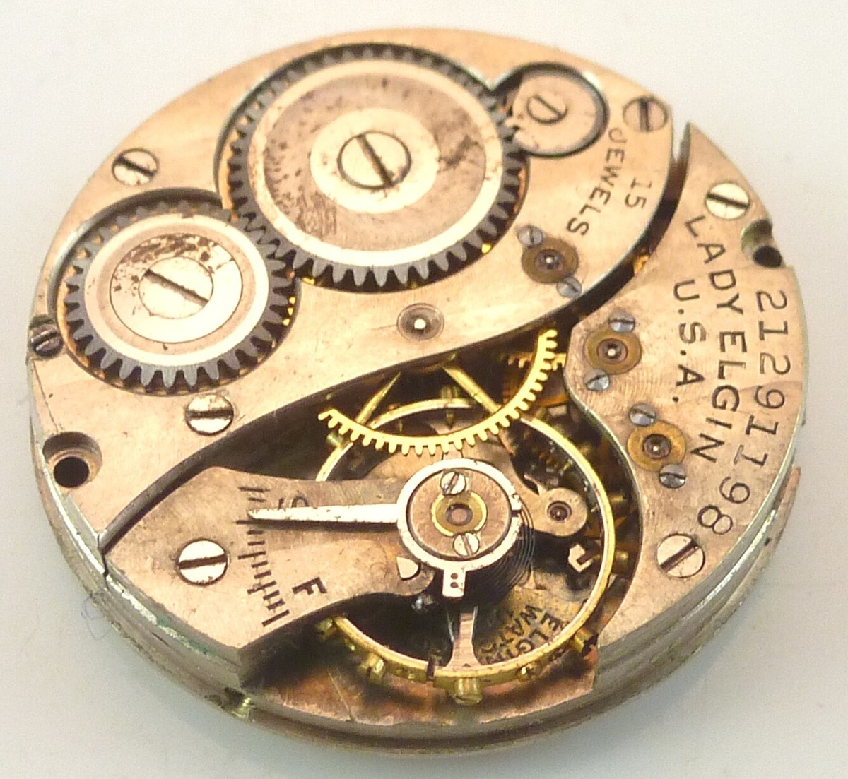 Montre De Poche Vintage Elgin Lady Elgin 4444 - Mouvement à Réparer/pièces