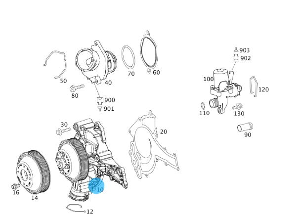 OEM Continental 2722000901 Water Pump For Mercedes-Benz CLK350 E350 ML350 SLK280 - Image 4 of 4