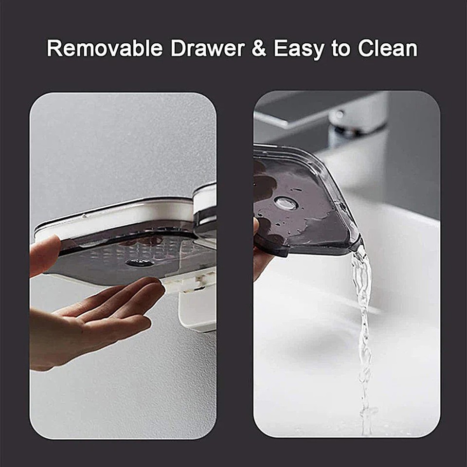 Wall Mount Self Draining Soap Dish No Drilling Bar Soap Holder for