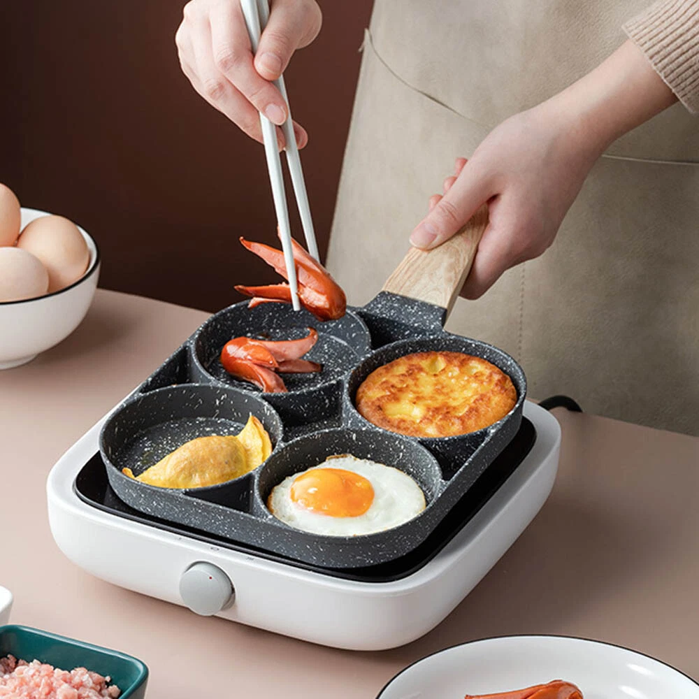 Frying Pan 4 Hole Egg Omelet Pancake Cooking Non Stick Square Frypan Pot  Kitchen