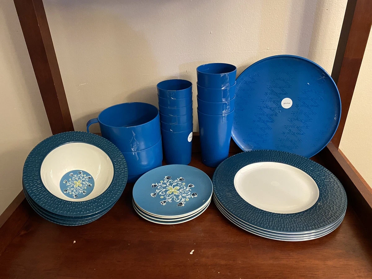 Target Room Essentials Bowls Plates Saucers Cups Matching Set Blue