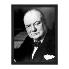 Prime Minister UK Winston Churchill Photo Framed Wall Art Print 18X24 In