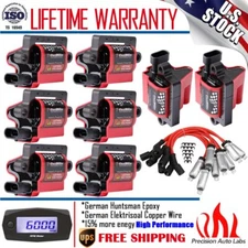 8 Pack Square Ignition Coil & Spark Plug Wire For Chevy GMC LS3 4.8/5.3/6.0/8.1L