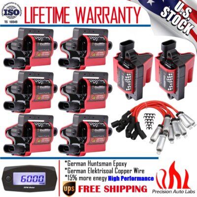 8 Pack Square Ignition Coil & Spark Plug Wire For Chevy GMC LS3 4.8/5.3/6.0/8.1L