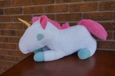 Pillow Plush UNICORN White PINK Blue Stuffed Animal Bed Room Doll Large 20" Toy